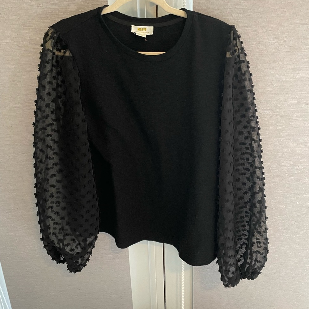 Black Sheer Sleeve Top
